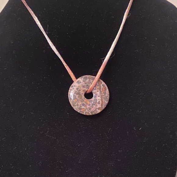 Orbicular Jasper Earth Colors Donut Pendant - Picture 2 of 3